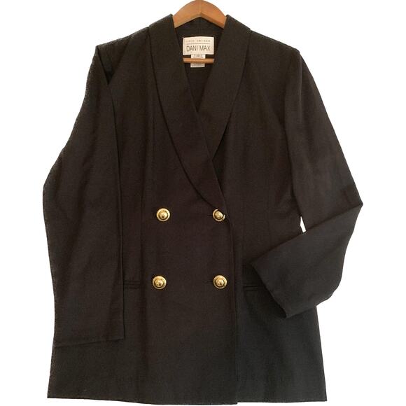 Lois Snyder/ Dani Max Womens Black Suit Jacket Size 10 Double Breasted Blazer - Picture 11 of 12